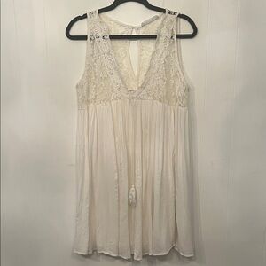 E^2 Lace Crochet Cream Dress Top